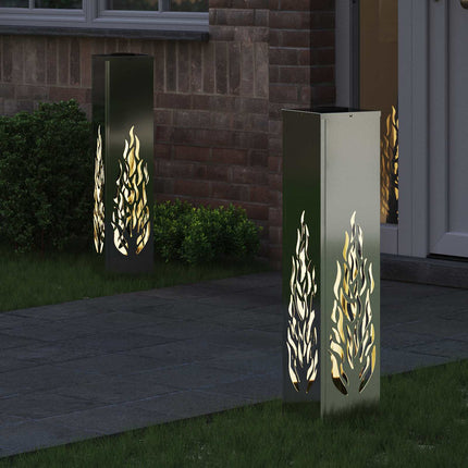 Solar LED Stig Ljus 2 pcs Silver Galvaniserat stål