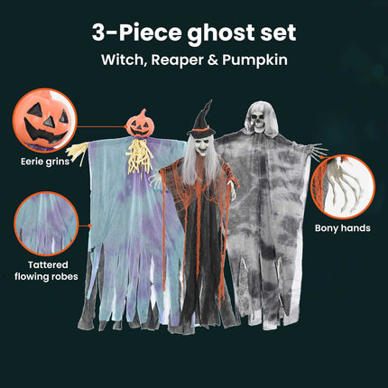 Halloween Hängande Spöke 3 st Flerfärgsdesign 61 x 97 cm
