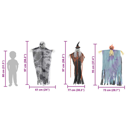 Halloween Hängande Spöke 3 pcs Flerfärgsdesign 61 x 97 cm