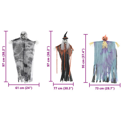 Halloween Hängande Spöke 3 pcs Flerfärgsdesign 61 x 97 cm