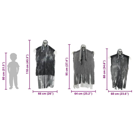 Halloween Hängande Spöke 3 pcs Svart 66 x 110 cm Polyester