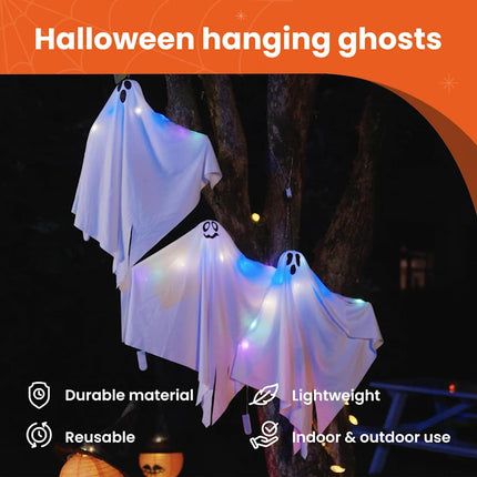 Halloween Hängande Spöke 3 st Vit 52 x 62 cm Polyester