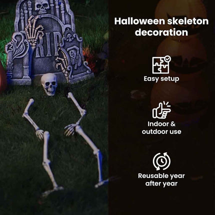 Halloween Skelett med Markspikar Vit 45,5 x 13 cm Polypropylen