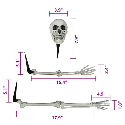 Halloween Skelett med Markspikar Vit 45,5 x 13 cm Polypropylen