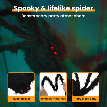 Halloween Spindel Dekoration 3 st Svart 200 cm