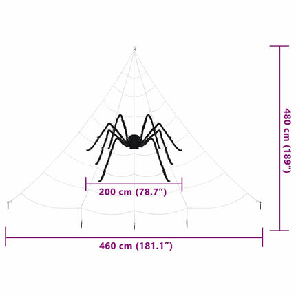 Halloween-spindel dekoration med nät 2 pcs Svart och vit