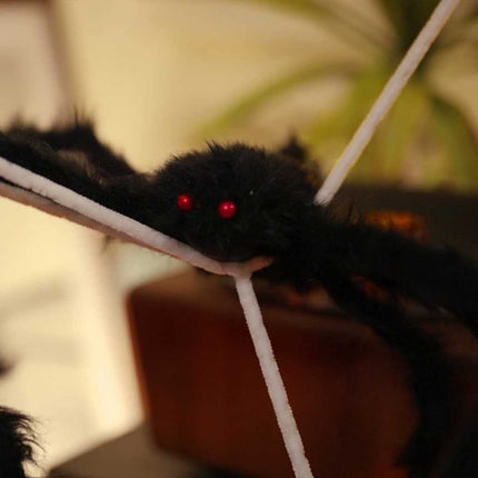 Halloween-spindel dekoration med nät 4 pcs Svart och vit