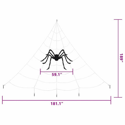 Halloween-spindel dekoration med nät 4 st Svart och vit 150 cm