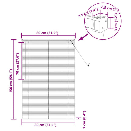 Persienn Ljusbrun med Mönster 150 x 80 cm 25 mm PVC