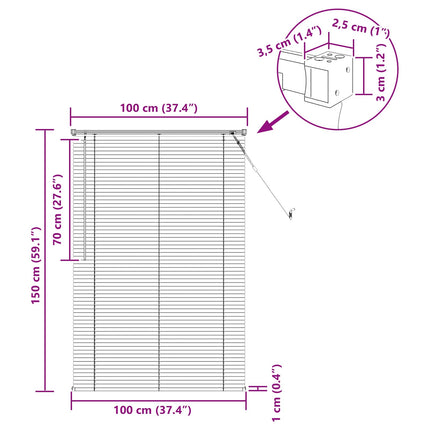 Persienn Ljusbrun med Mönster 150 x 100 cm 25 mm PVC