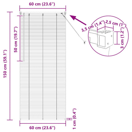 Persienn Mörkbrun med Mönster 150 x 60 cm 25 mm PVC