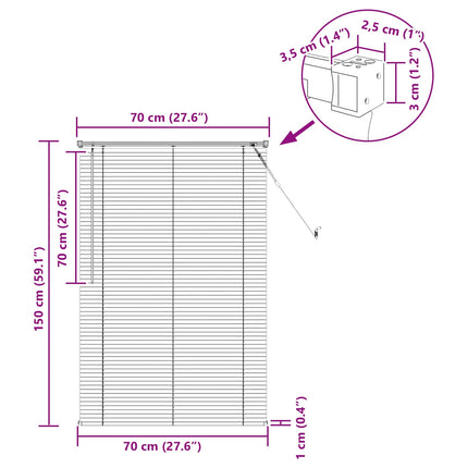 Persienn Mörkbrun med Mönster 150 x 70 cm 25 mm PVC