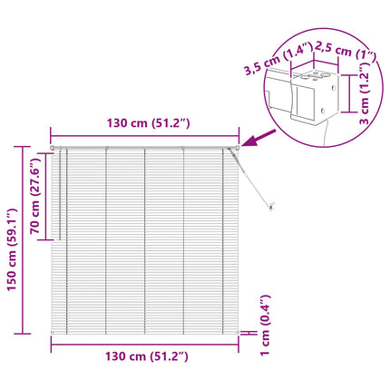 Persienn Mörkbrun med Mönster 150 x 130 cm 25 mm PVC