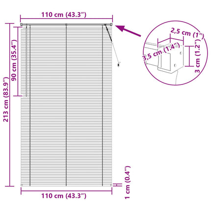 Persienn Mörkbrun med Mönster 213 x 110 cm 25 mm PVC