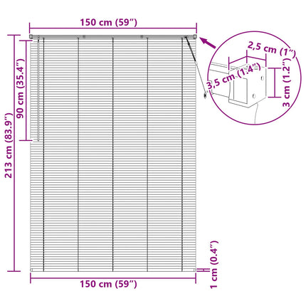 Persienn Mörkbrun med Mönster 213 x 150 cm 25 mm PVC