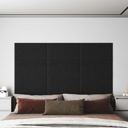 Väggsänggavel 12 pcs Svart 60 x 30 cm tyg
