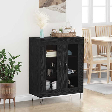 Sideboard Svart Ek 69,5 x 34 x 90 cm Konstruerat trä