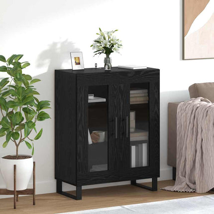 Sideboard Svart Ek 69,5 x 34 x 90 cm Konstruerat trä