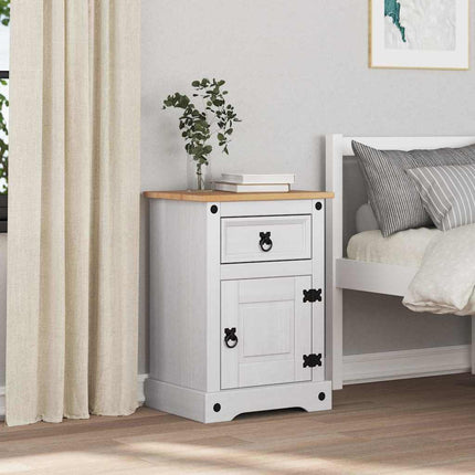 Sängbord med låda Corona Vit 45 x 35 x 64 cm Massiv furu