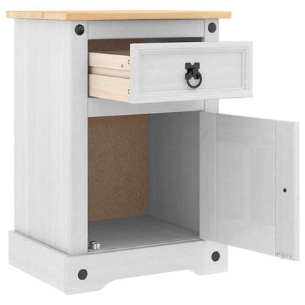 Sängbord med låda Corona Vit 45 x 35 x 64 cm Massiv furu