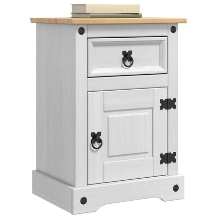 Sängbord med låda Corona Vit 45 x 35 x 64 cm Massiv furu