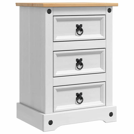 Sängbord med låda Corona Vit 45 x 35 x 64 cm Massiv furu