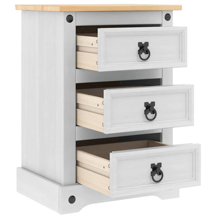 Sängbord med låda Corona Vit 45 x 35 x 64 cm Massiv furu