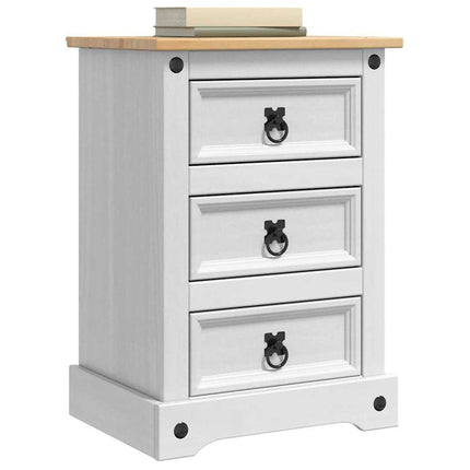 Sängbord med låda Corona Vit 45 x 35 x 64 cm Massiv furu