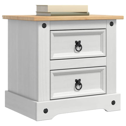Sängbord med låda Corona Vit 53 x 39 x 47 cm Massiv furu