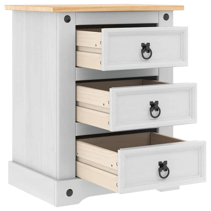 Sängbord med låda Corona Vit 53 x 39 x 66 cm Massiv furu
