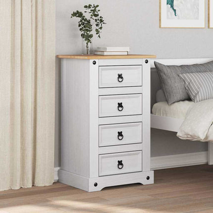 Sängbord med låda Corona Vit 53 x 39 x 84 cm Massiv furu