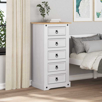 Sängbord med låda Corona Vit 53 x 39 x 103 cm Massiv furu