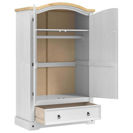 Garderob med låda Corona Vit 101 x 52 x 170 cm Massiv furu