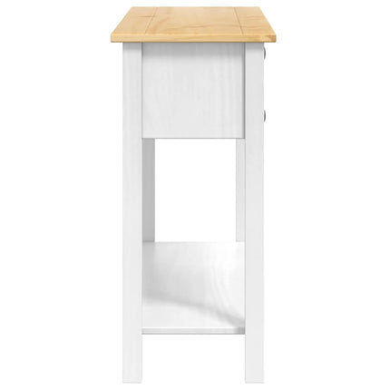 Sidobord med låda Corona Vit 114 x 34,5 x 73 cm Massiv furu