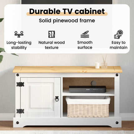 TV-skåp Corona Vit 100 x 40 x 52 cm Massiv furu