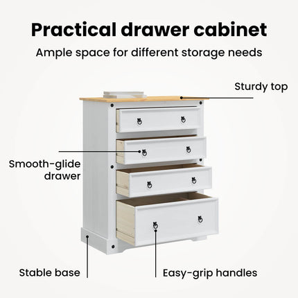 Förvaringskistor Corona Vit 92 x 48 x 114 cm Massiv furu