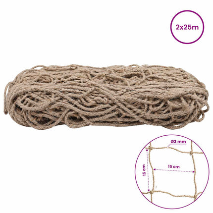 Jute Växtstöd Nät Naturlig 2 x 25 m 100% Tossa Jute