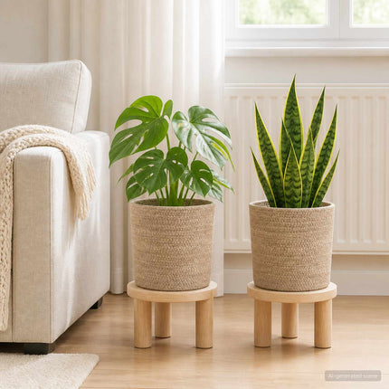 Krukset för Växter 2 st Naturlig Ø 21 x 21 cm 100% Tossa Jute
