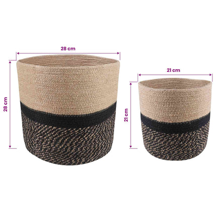 Krukset för Växter 2 st Naturlig och svart Ø 28 x 28 cm