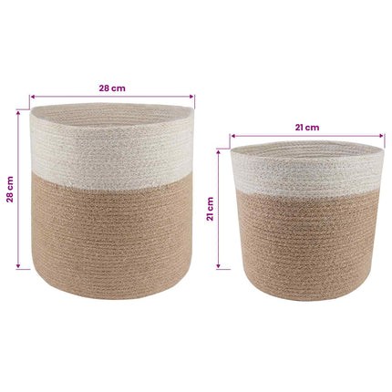 Krukset för Växter 2 pcs Naturlig och vit Ø 28 x 28 cm