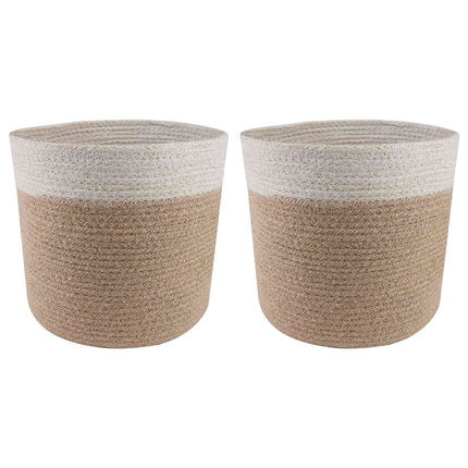 Krukset för Växter 2 pcs Naturlig och vit Ø 21 x 21 cm