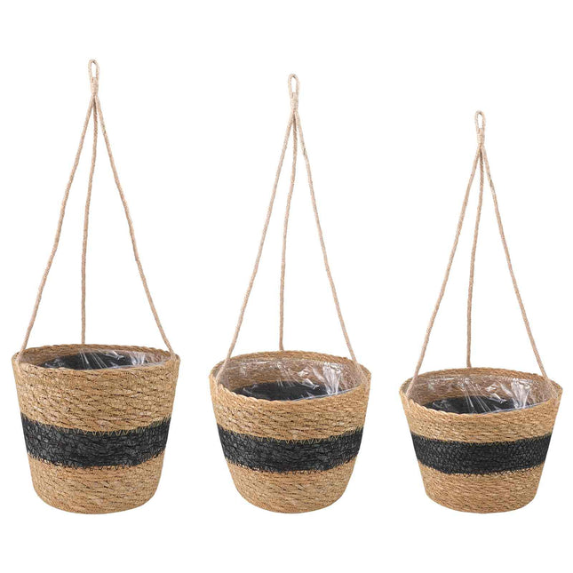 3 st Naturlig och svart Ø26 x 19 cm 100% Sjögräs