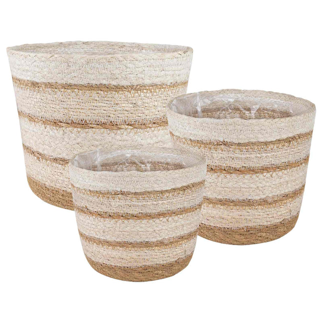 3 st Naturlig, vit och beige Ø26 x 19 cm 100% Sjögräs
