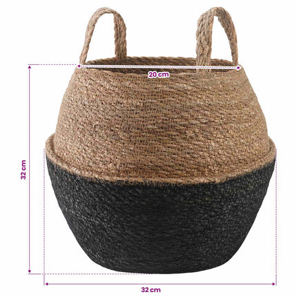 Kruka med handtag 2 pcs Svart Ø 32 x 32 cm 100% Sjögräs