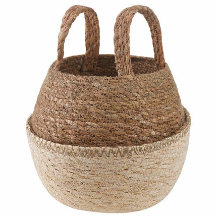 Kruka med handtag Vit Ø 22 x 20 cm 100% Sjögräs