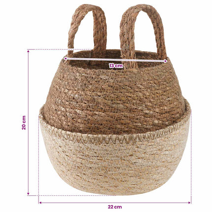 Kruka med handtag Vit Ø 22 x 20 cm 100% Sjögräs