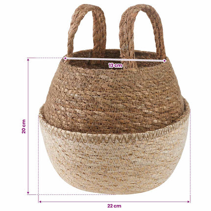 Kruka med handtag 2 pcs Vit Ø 22 x 20 cm 100% Sjögräs