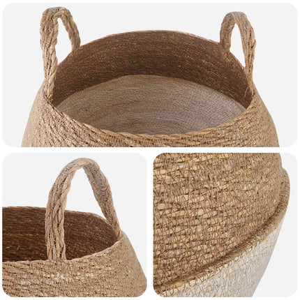 Kruka med handtag Vit Ø 32 x 32 cm 100% Sjögräs