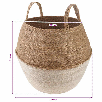 Kruka med handtag 2 pcs Vit Ø 32 x 32 cm 100% Sjögräs