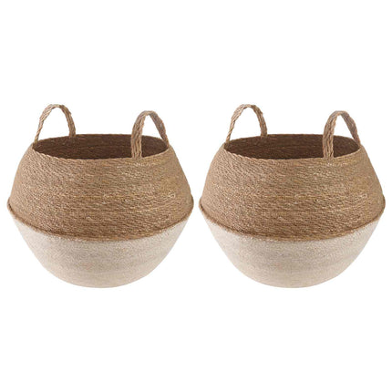 Kruka med handtag 2 pcs Vit Ø 45 x 36 cm 100% Sjögräs